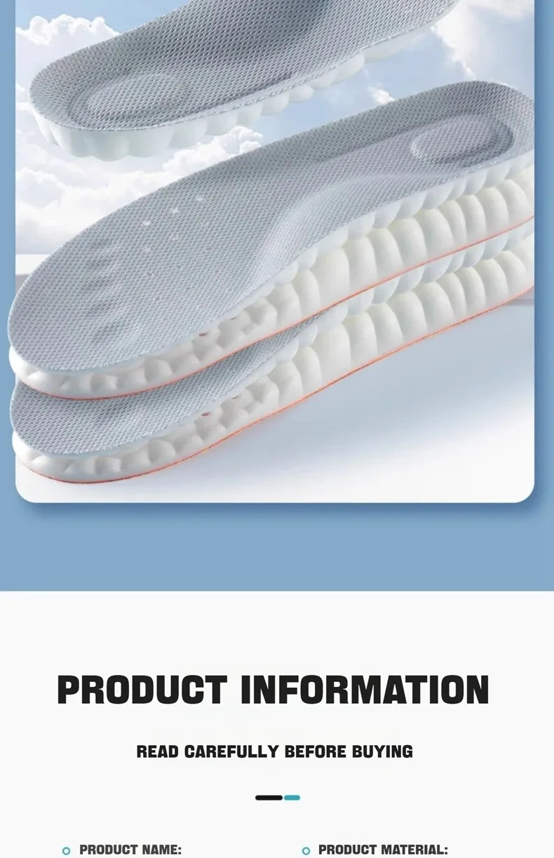 1 Paar/3 Paar/5 Paar/8 Paar 4D Cloud Einlegesohlen für Herren und Damen, Stoßdämpfende Einlagen, Weiche Memory-Schaum-Einlegesohlen für Schuhe, Stiefel, Sneaker – Detail 11
