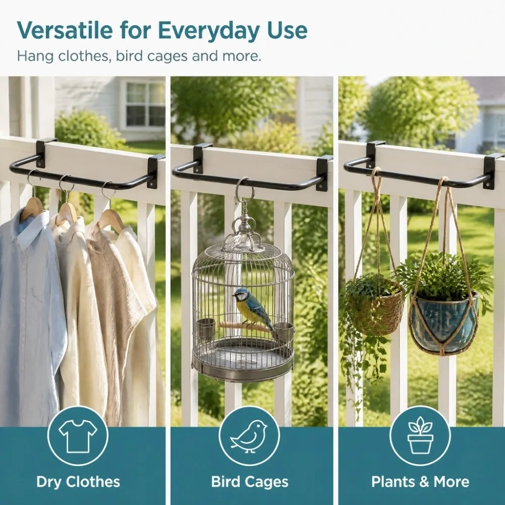 Sturdy Structure Hanging Storage Rack Reliable Load Bearing Space Saving Clothes Hanging Rack Easy To Install Flexible Storage