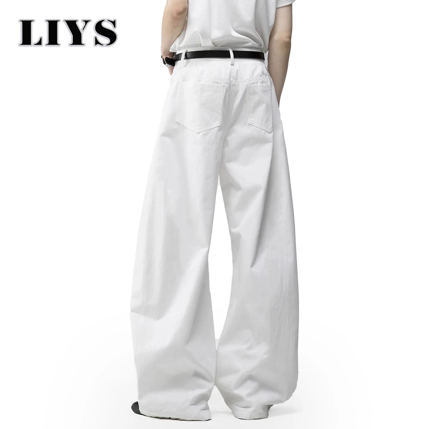 Jeans larghi bianchi da uomo a gamba larga Pantaloni casual in denim quotidiani Pantaloni a palloncino da donna da lavoro solidi Abiti da uomo di High Street
