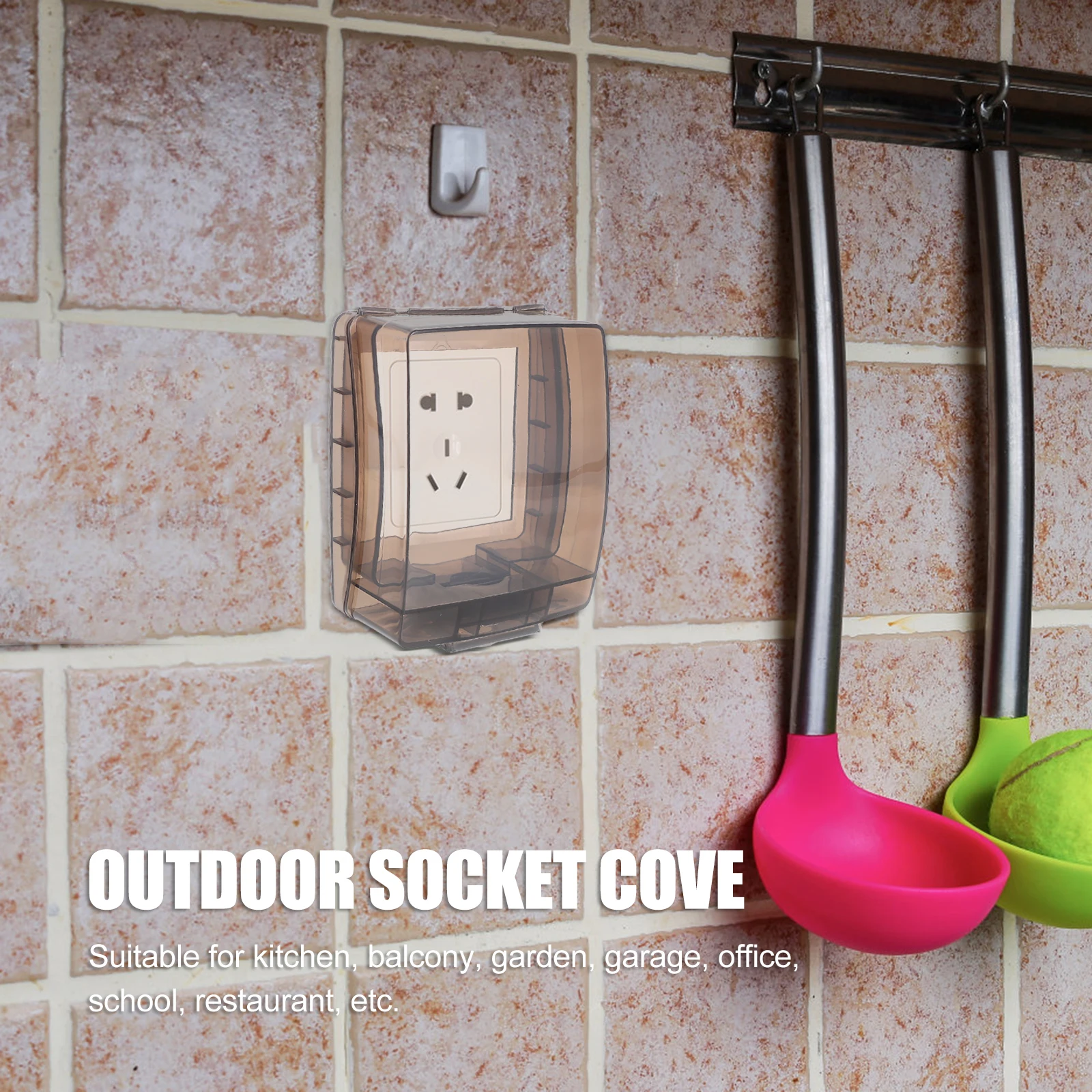 

2 Sets Socket Waterproof Covers Durable Outdoor Protector Transparent Dustproof Splashproof Wall Mountable Easy Install For