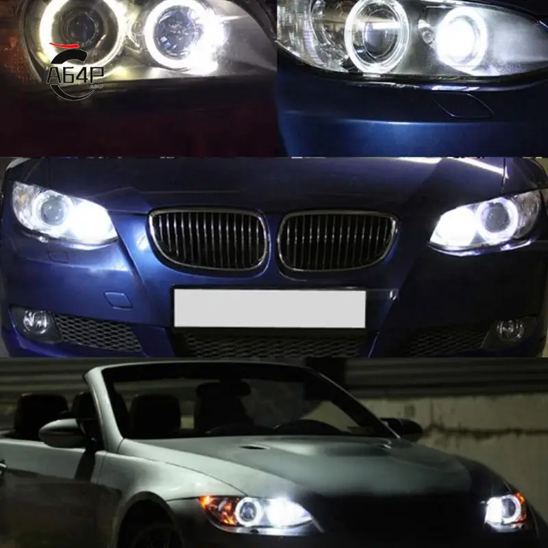 

A64P-2Pcs Angel Eyes Canbus 80W LED Headlight Marker Light Bulbs Error Free For -BMW E90 E91 3 Series 2005-2008 Super White