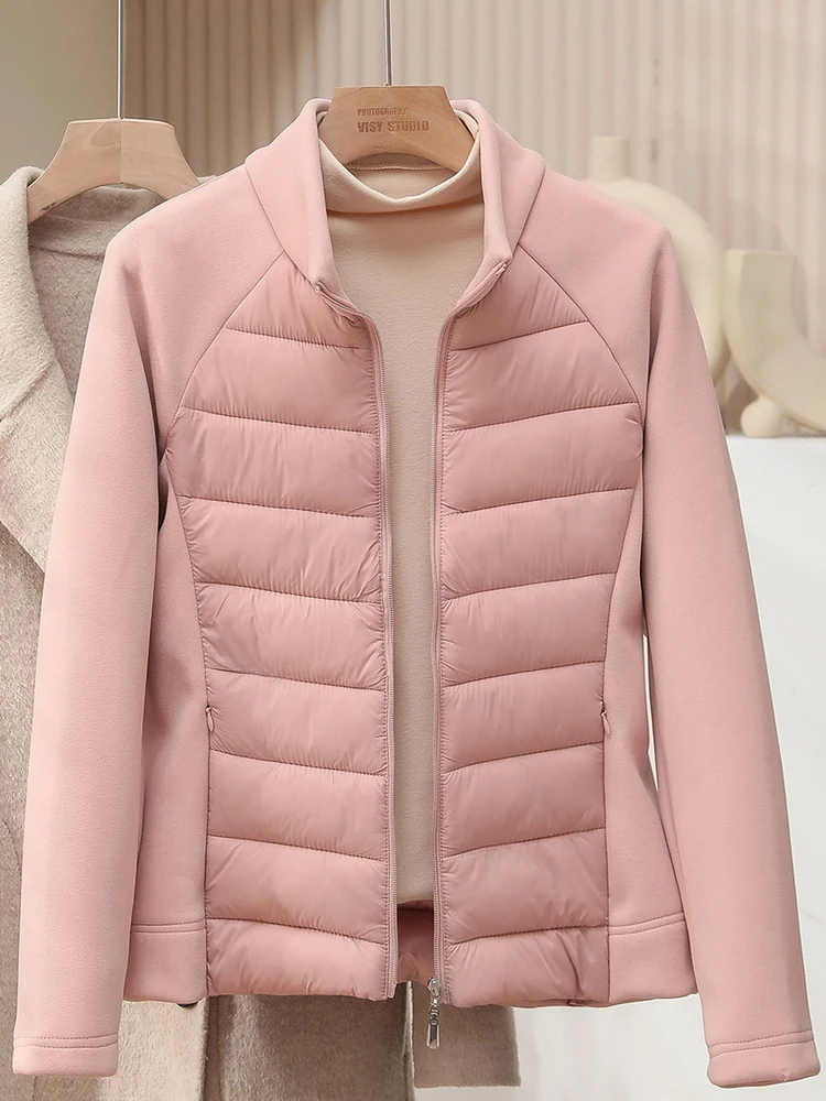 

Новая женская демисезонная спортивная куртка из хлопка и полиэстера для активного отдыха, йоги и фитнеса, теплая, облегающая, с элементами вставок, в корейском стиле