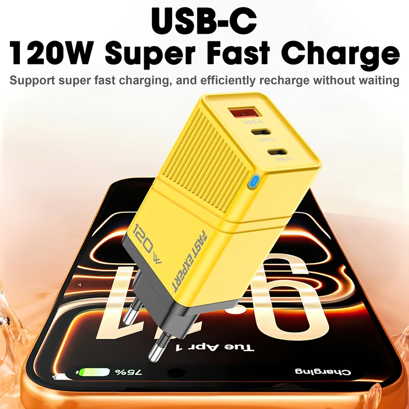 Lenovo 120W Ladegerät mit USB 2PD ACC Multi-Port Schnellladeadapter EU US UK Stecker für Xiaomi Huawei iPhone 18 17 16promax 2026 – Detail 1