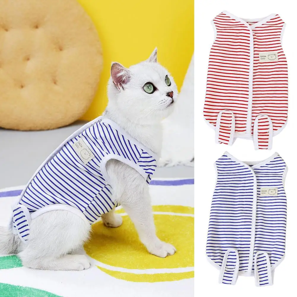 Pet Neutering Suit Colorful Striped Cat Sterilization Surgery Suit Fastener Tape Closure Dog Recovery Suit Pet Sanitary Diaper