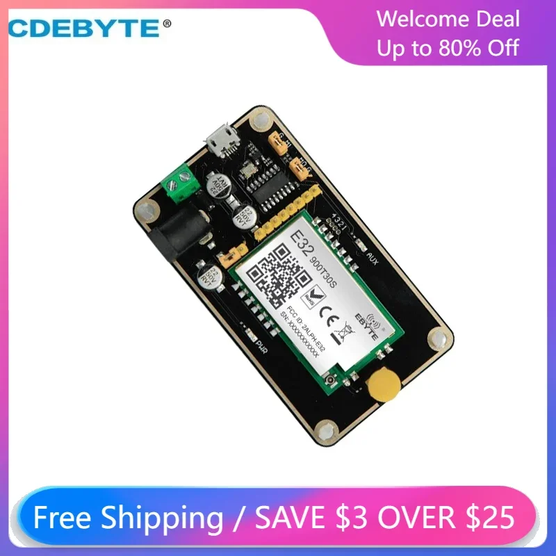 CDEBYTE Lora 915MHz 30dBm IOT Transmitter Receiver Test Board E32-900TBH-01 with E32-900T30S Module Antenna USB Cable