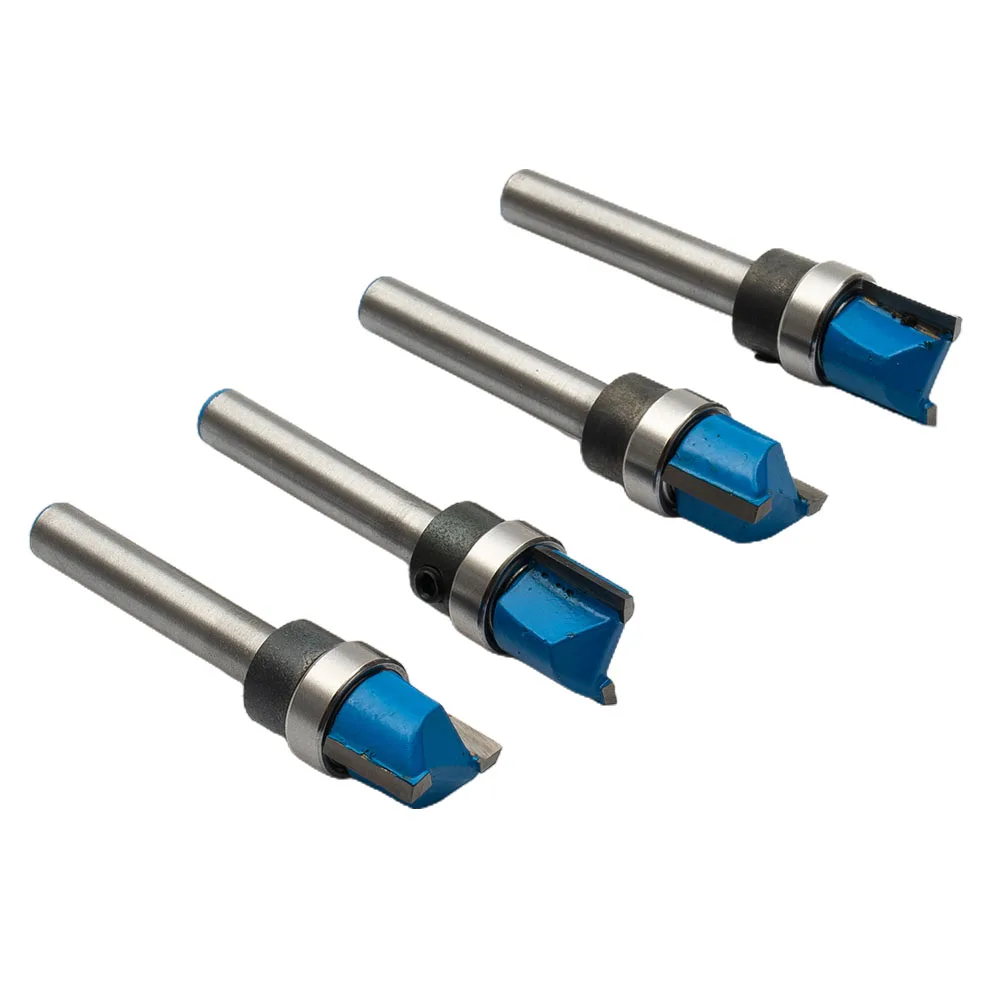 4pcs 1/4 Shank Flush Trim Router Bit 1/2 Inch Diameter Carbide Cutter For Woodworking Template Mortise Trimming Tool