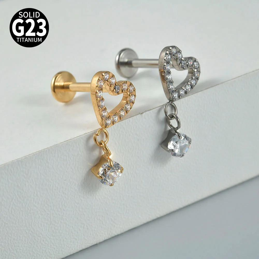 Solid Titanium Curved Bar Pendant Chain Dangle Earrings