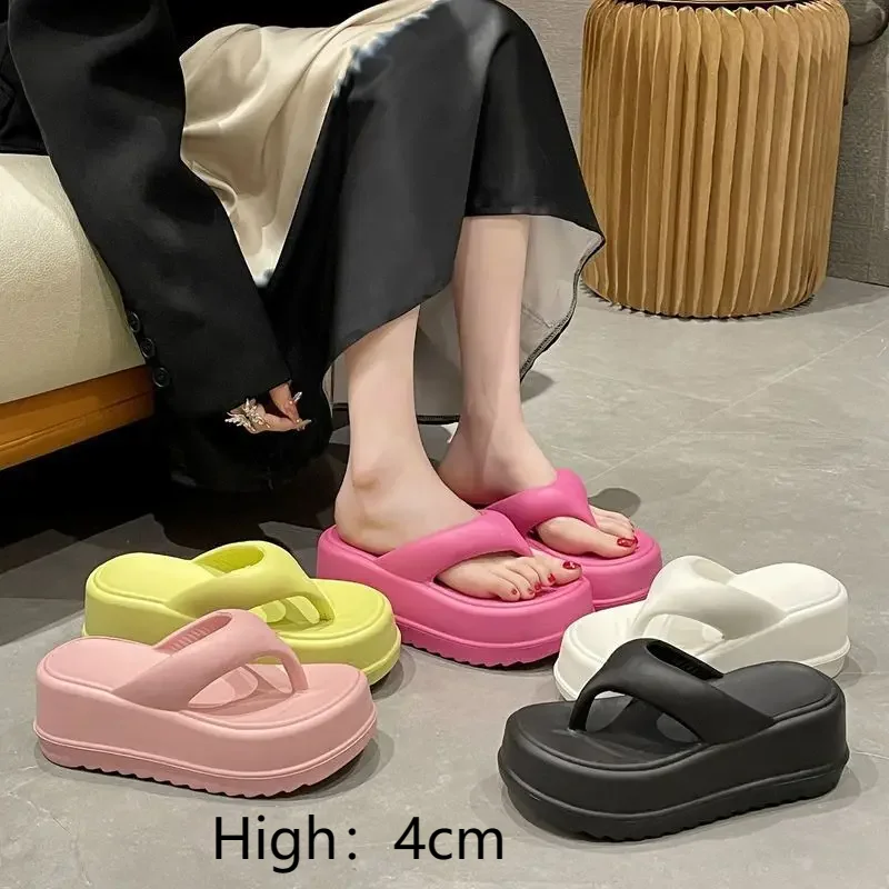 Women Platform Sandals Women Flipflops EVA Heels Sandals For Women Fashion Beach Slides Outdoor Soft Heel Heighten Cloud Slipper