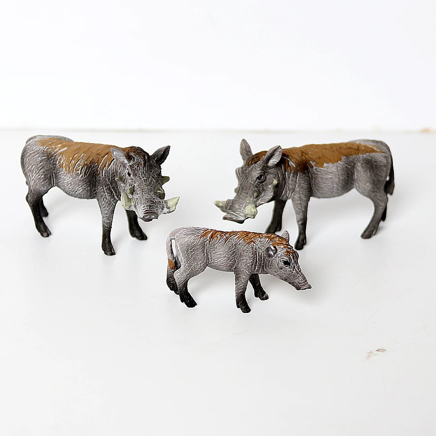 Realistic Plastic Jungle Forest Animals Wild Boar Figures Wildlife Warthog Figurines  Model Educational Toy Set for Kids