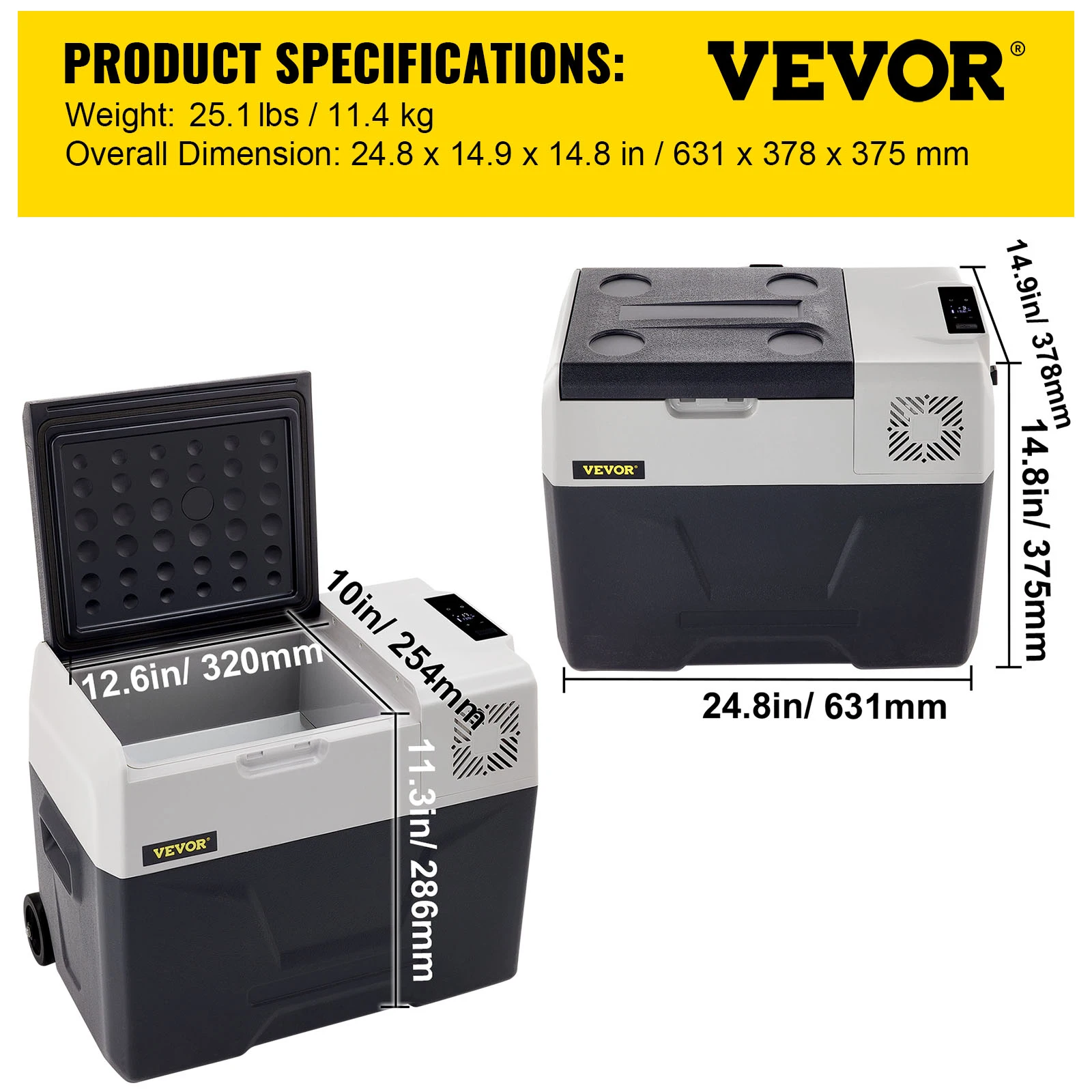 VEVOR 30L 40L 50L 55L Autokühlschrank Mini-Kühlschrank mit Gefrierfach Tragbarer Kompressorkühler 12/24V 110-220V Eisbox für Camping