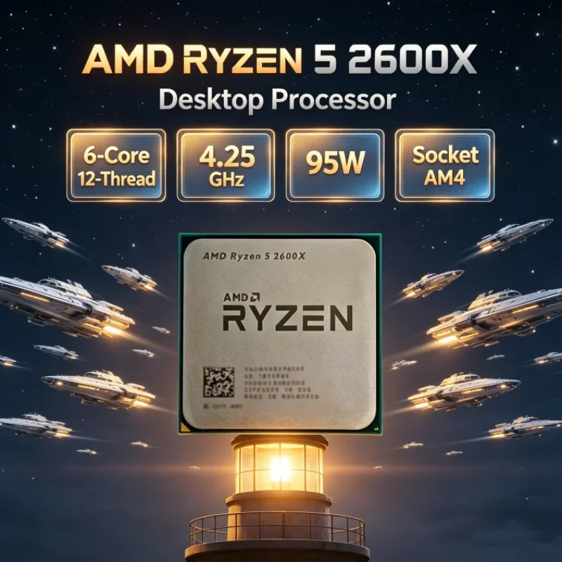 AMD Ryzen 5 AM4 CPU Processor 95W 3.6GHz Base 6-Core 12-Thread 4.25GHz Max Gaming CPU CPU R5 2600X