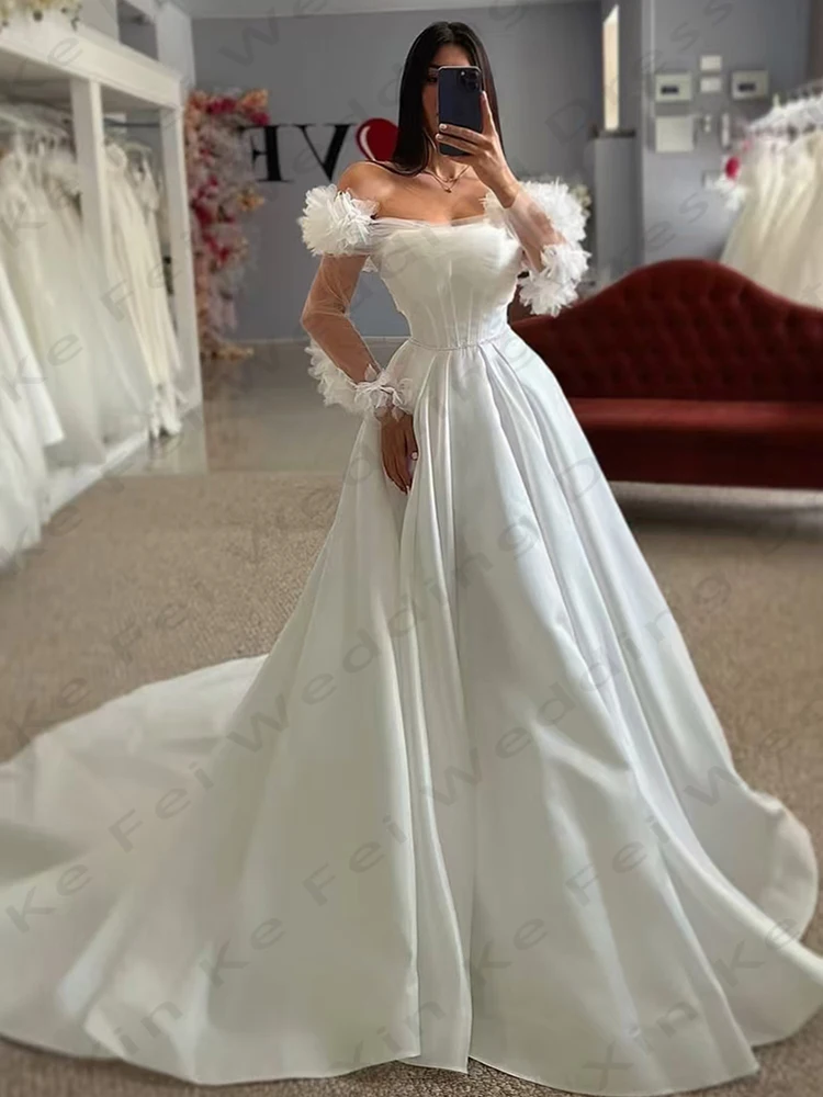 2025, elegante Damen-Hochzeitskleider, A-Linie, sexy, schulterfrei, Prinzessin, Brautkleider, formelles Willkommensgastkleid, individuelle Roben