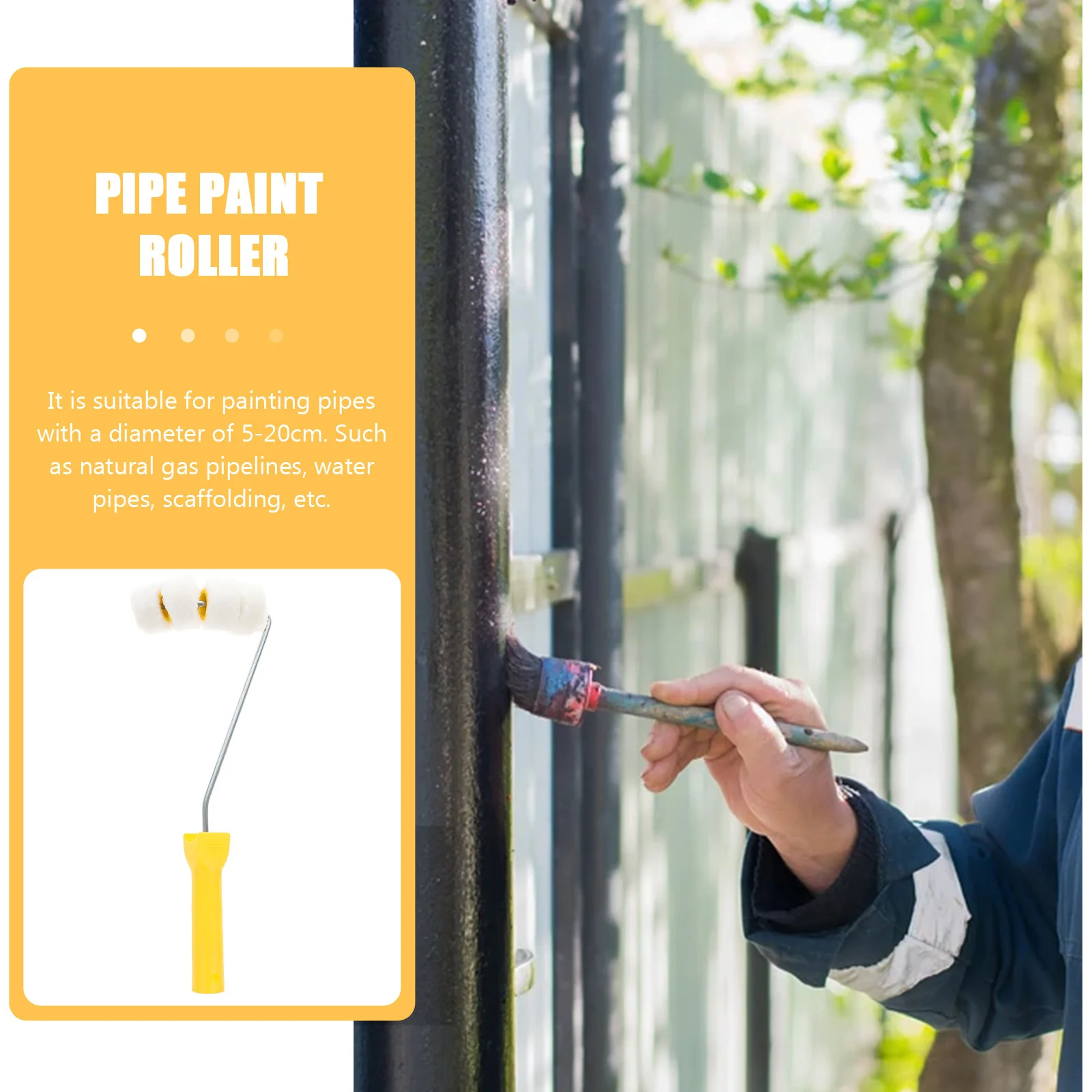 Petit rouleau de peinture en Tube à 4 roues, brosse pour peinture murale, tache de bois, garniture de clôture artisanale, amélioration de l'habitat, rouleau multi-roues