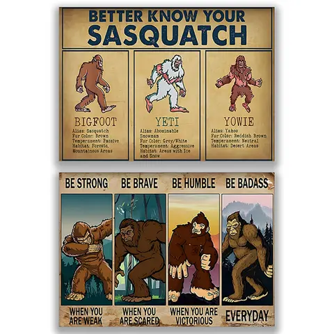 Bigfoot Vintage Poster, Sasquatch, Get to Know Your Sasquatch Better, Sasquatch Yeti Yowie Gift Poster for Sasquatch Lovers