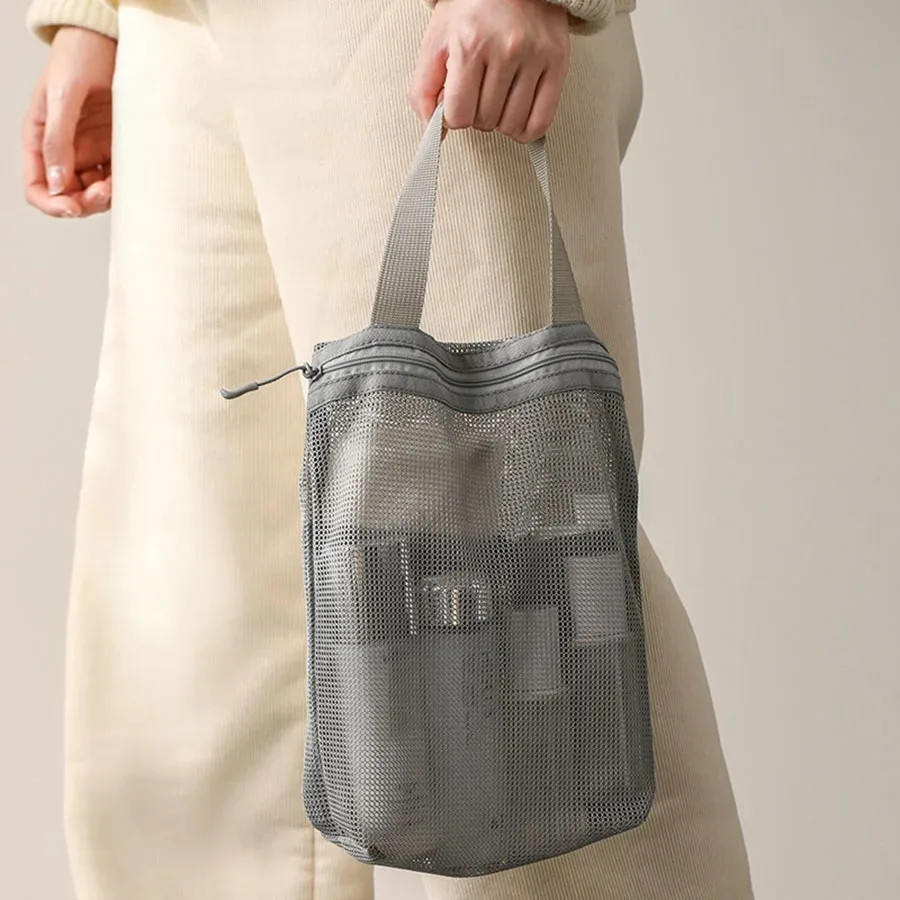 

Mesh Makeup Toiletry Storage Bags Handbags Portable Travel Washing Body Shower Tools Organizer Hanging Cosmetic Organizer Pouch