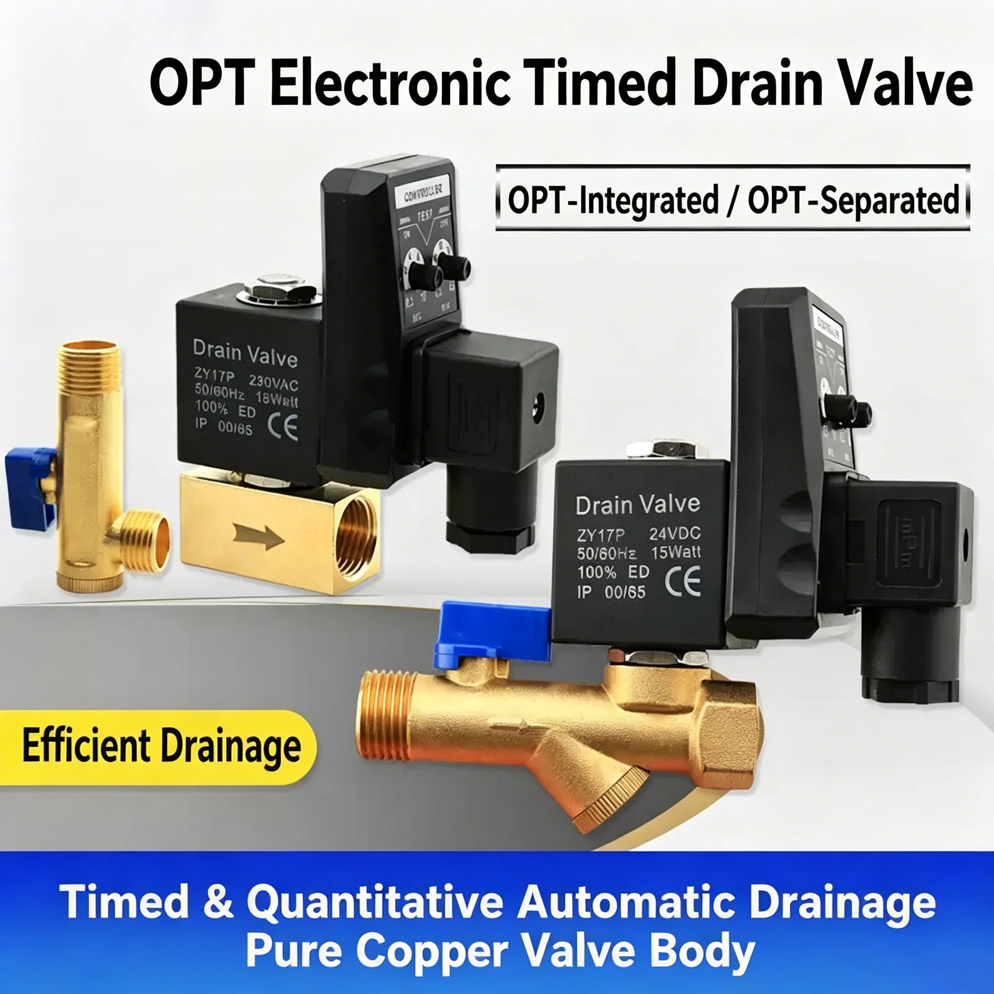 Electronic Drain Solenoid Valve for Air Compressor Condensate Electric 1/2
