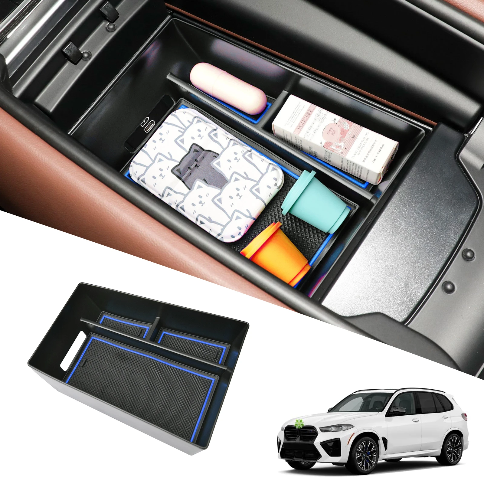 

For 2023 2024 2025 BMW X5 G05/X6 G06/X7 G07 Center Console Organizer Tray Armrest Box Storage Secondary Car Interior Accessories