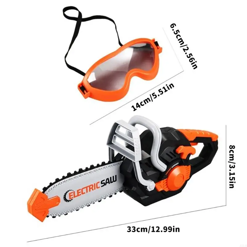 Symulacja piły łańcuchowej dla chłopców Narzędzie do zabawy w udawanie, w tym okulary ochronne do kreatywnego odgrywania ról i w