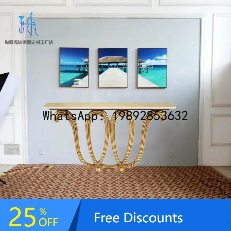 

XL American Style Solid Wood Entryway Table Light Luxury Postmodern Entryway Table European Style Simple Living Room Side Table