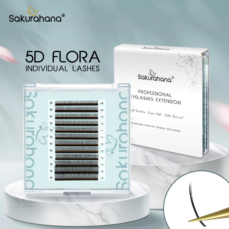 SAKURAHANA 5D Spikes Fairy Flora Lashes Easy Fan Eyelash Extension 5D Flora Individual Lashes Soft Natural Beauty Makeup Supplie