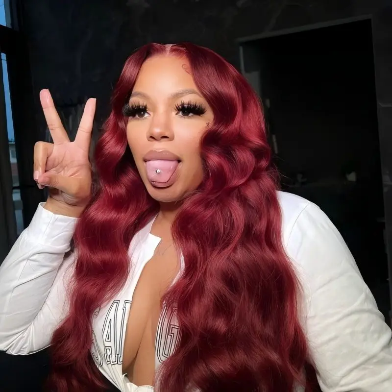 

99j Бордовый 13x6 Парик из натуральных волос на кружеве, предварительно сорванный, прозрачный, цветной, объемная волна, 13x4 Hd, кружевные фронтальные парики для женщин