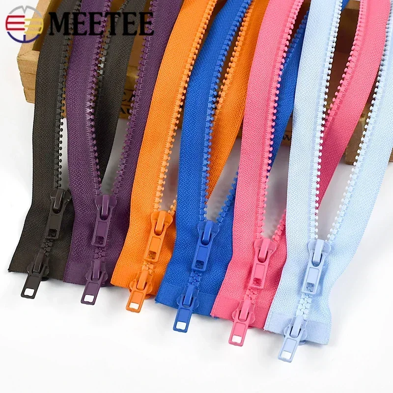 Meetee 2Pcs 50-200cm 5# Resin Zippers Double Opend End Zip Down Jacket Coat Zips Bags clothes Tent Sewing Zipper Accessories