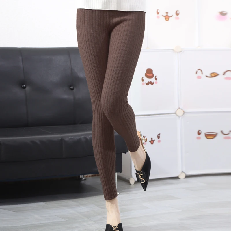 Legging en Cachemire Mérinos Triblockchain pour Femme, Chaud, avec Cordon de Serrage, Extensible, Mi-épais, Nouveau Style Automne et Hiver 100%