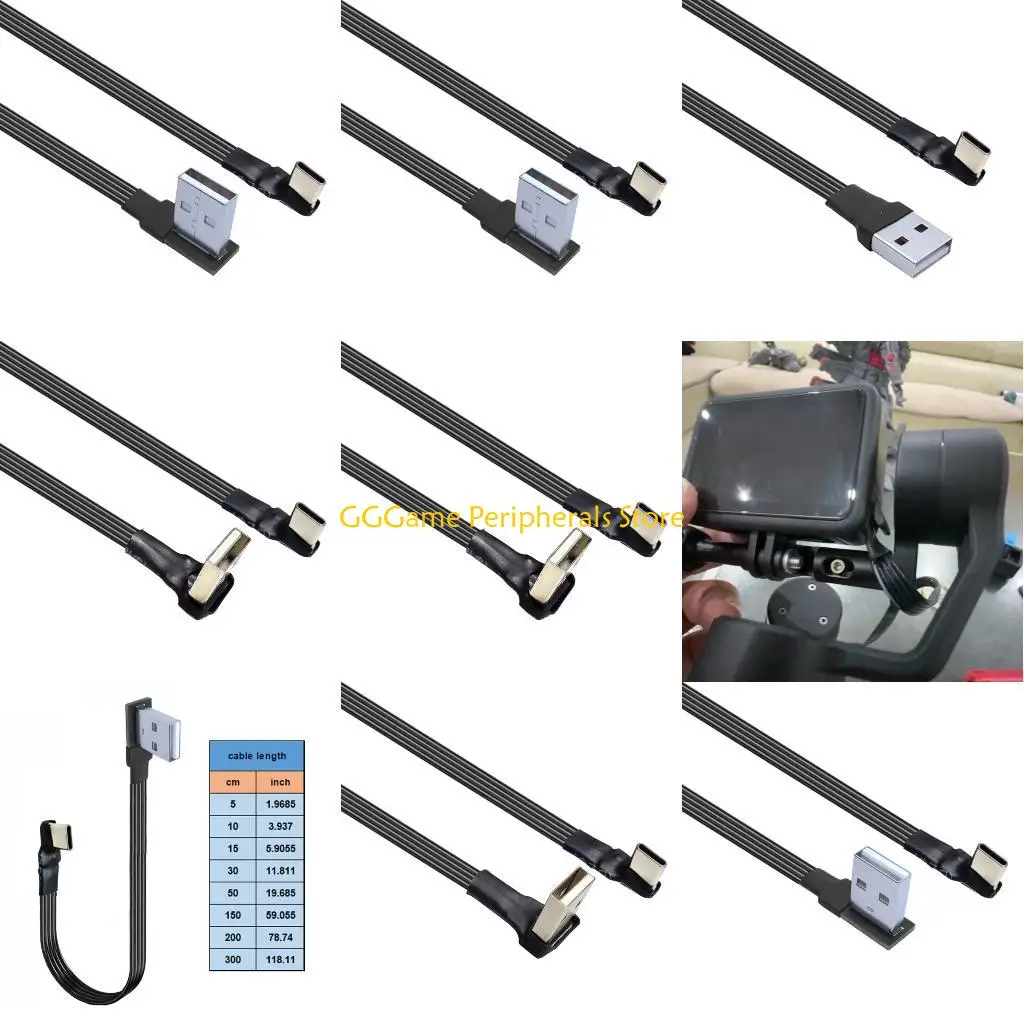 

U55B Upgradesd 5 Direction USB To Type C Charging Cord Flexible Silicone Type C Charges Cord for Mobile Devices Electronics