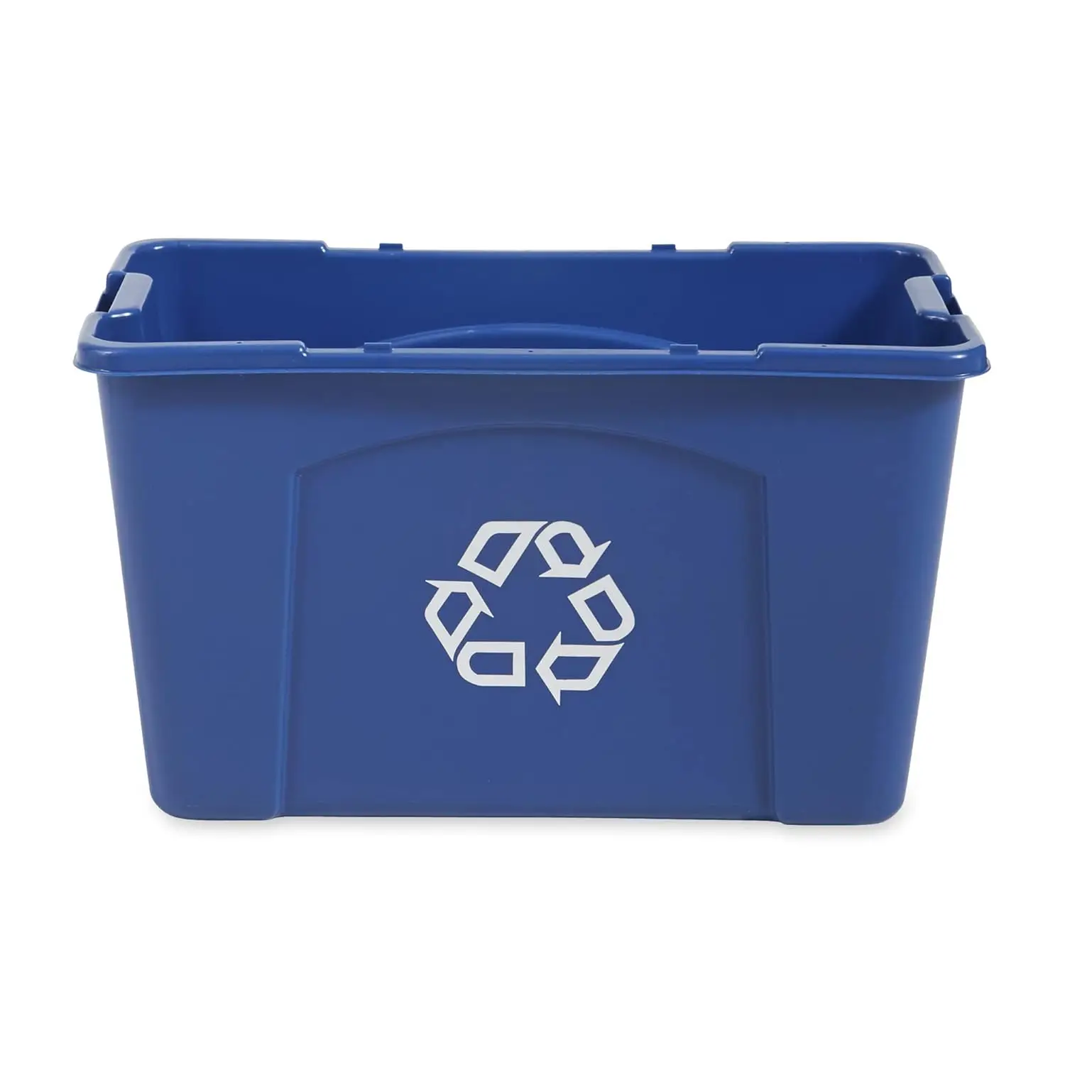 Rubbermaid Commercial Products Recycling Bin/Box, 18-Gallon, Blue Stackable Storage Container for Paper/Packaging in  Pack of 6