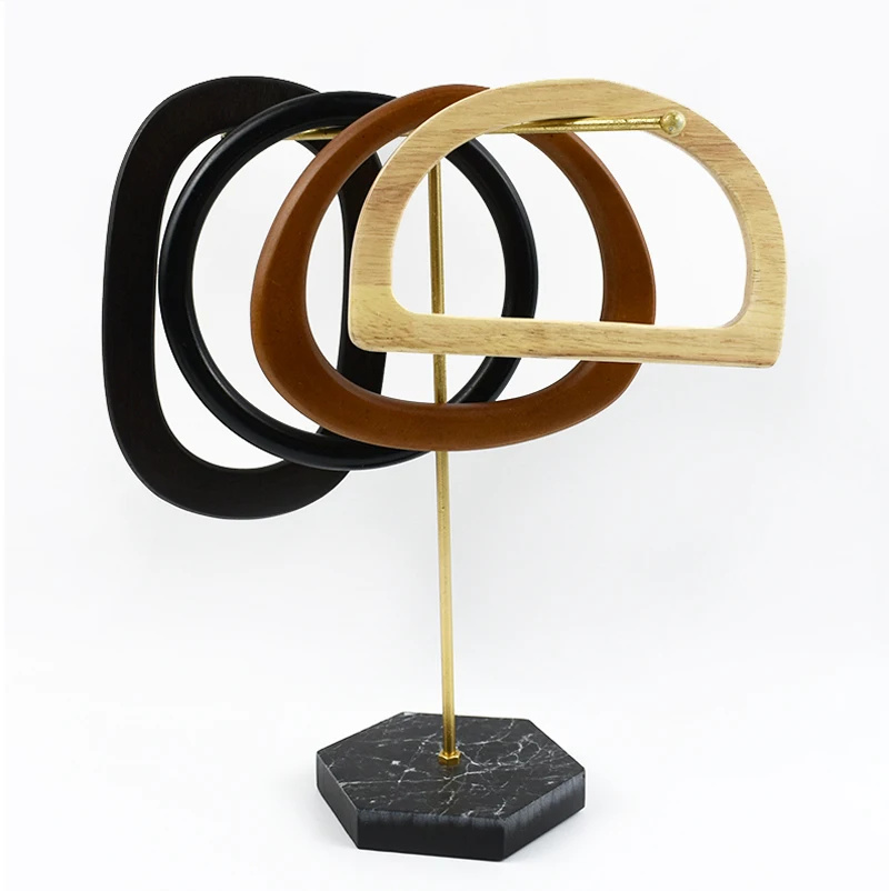 2Pcs Deepeel Solid Wood Bag Handle Women's Handbag Woven-Bag Wrist Ring Handles Purse Frame Handmade DIY Bags Accessories