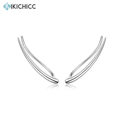 KIKICHICC 925 Sterling Silver Gold Big 25mm Plain Long Climber Women Earring Clips Pendiente Line Fine Jewelry 2023 Birthday