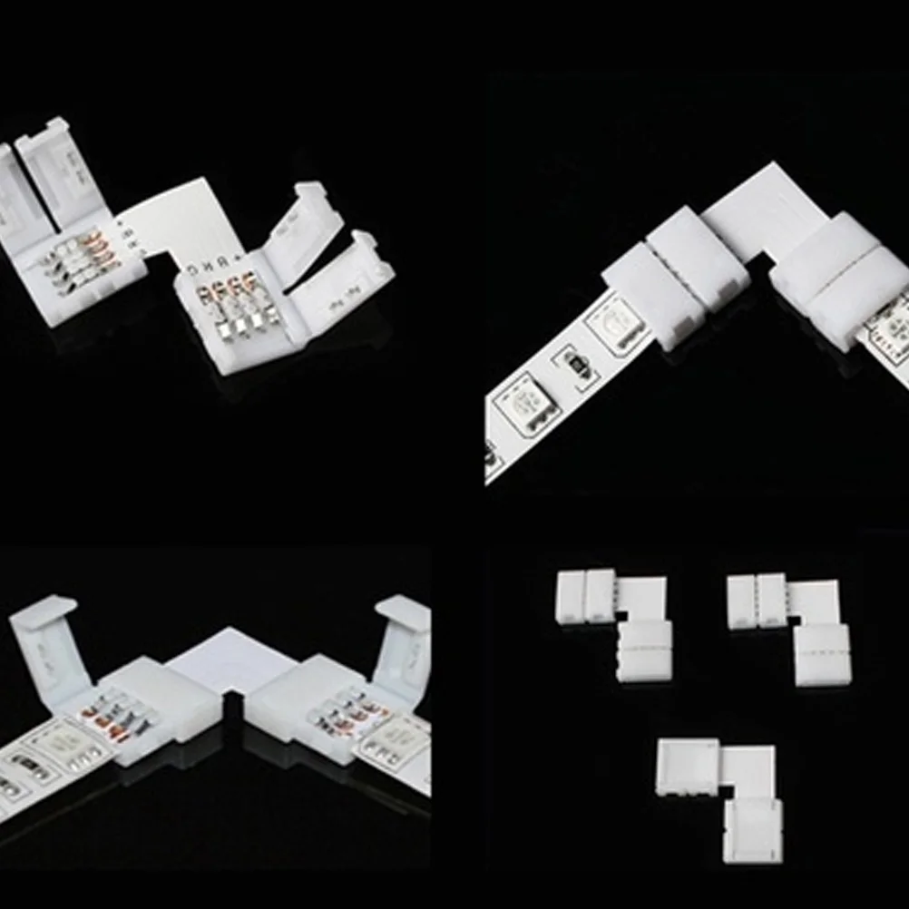 12 قطعة 5050 Rgb Led قطاع موصل كليب مشبك ل L-شكل الزاوية النجار 4 دبوس لون واحد شريط مرن Abs
