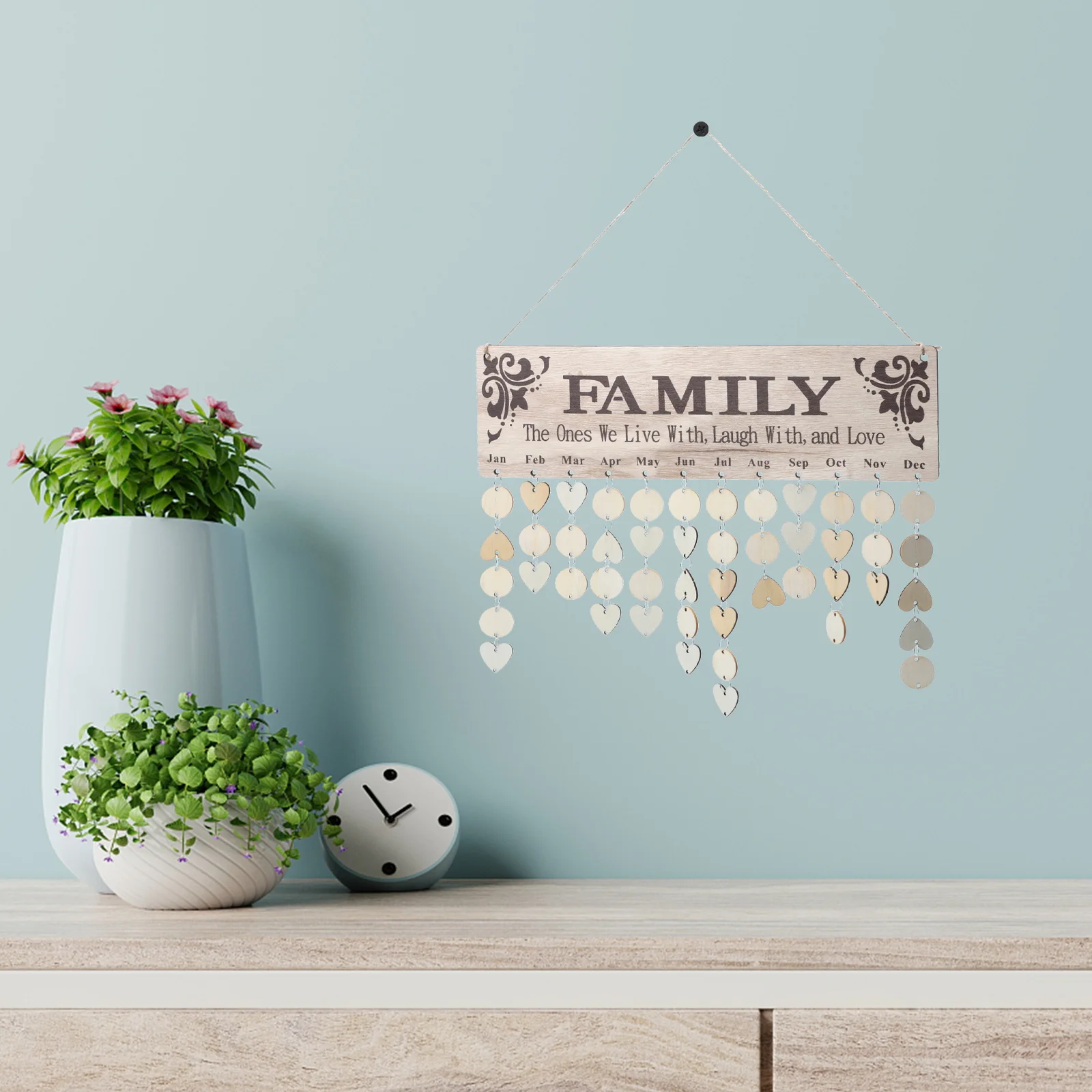 

1Set DIY Wood Calendar Pendant Creative Hanging Wooden Birthday Reminder Board Wall Decoration DIY Wood Calendar Pendant