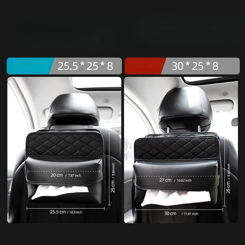 2 In 1 Car Seat Back Storage Bag Multifunctional Car Headrest Hanging Organizer Tissue Box Holder Auto Interior Accessories - view 2