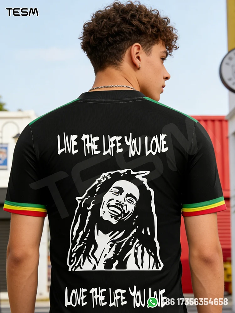 

Bob Marley Reggae Black T-Shirt Men Live The Life You Love Streetwear Summer Short Sleeve Tops Casual Hip Hop Tee