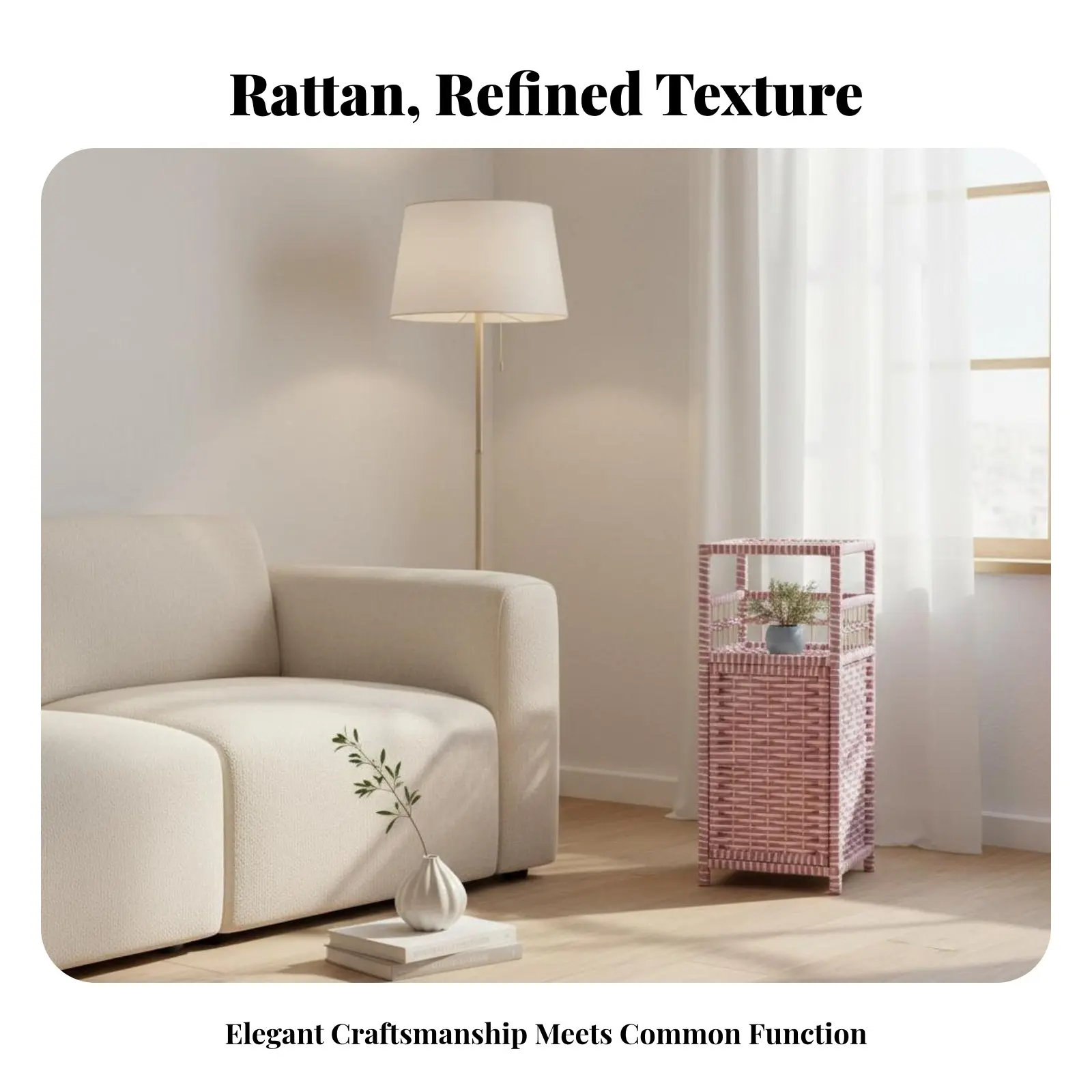 

Плетеный столик-тумба в современном минималистичном стиле, многофункциональный, компактный, для дома, гостиной, домашнего офиса