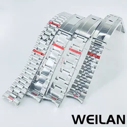 20mm Width 904L Solid Stainless Steel Watch Band Brushed Polished Oyster Bracelet Folding Buckle Glide Lock Clasp