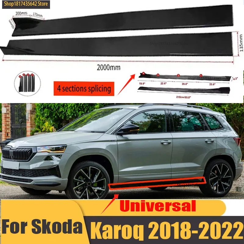 

Universal Car Side Skirt 8 Pcs 2.2m Winglet Splitters Lip Side Spoiler For Skoda Karoq 2017~2023 Skoda Fabia Kamiq Karoq