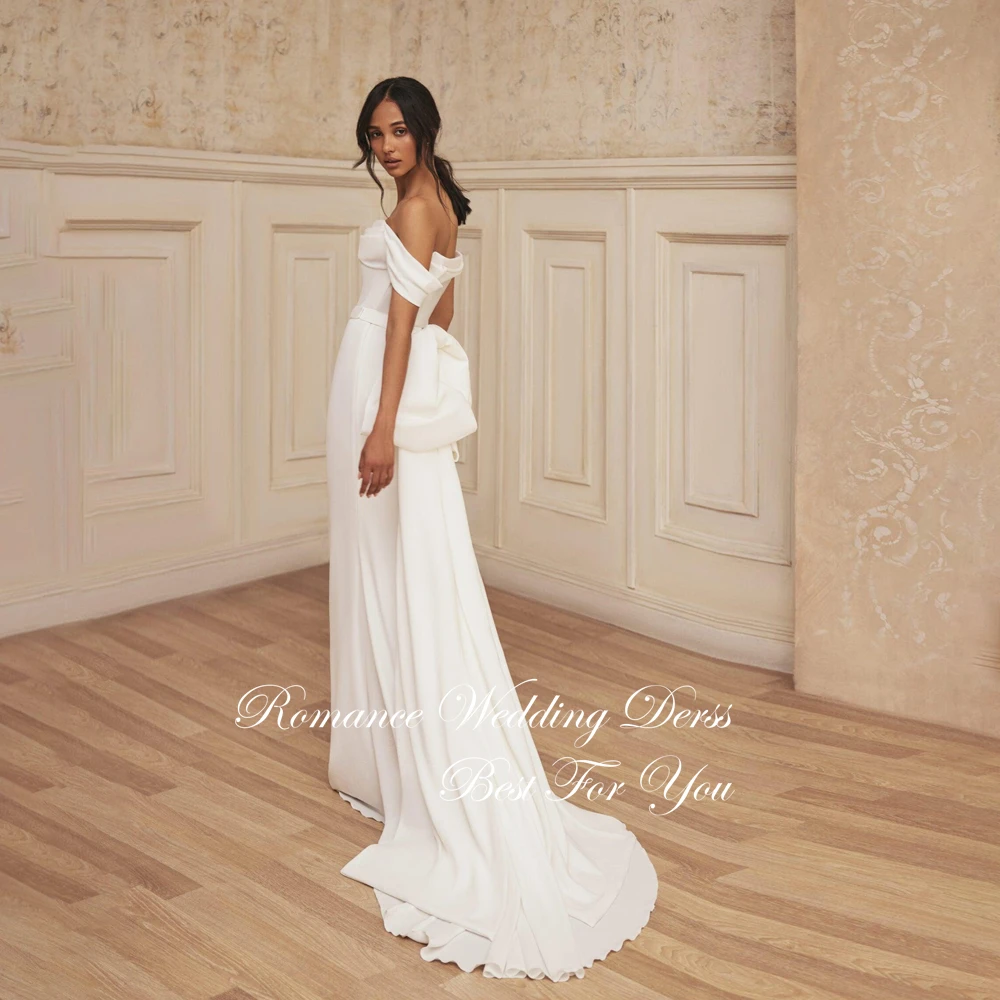 فستان زفاف حورية البحر بفيونكة عصرية بدون حمالات مكشوفة الكتف مفتوح الظهر سويب تراين فستان زفاف فيستدوس دي نوفيا مخصص