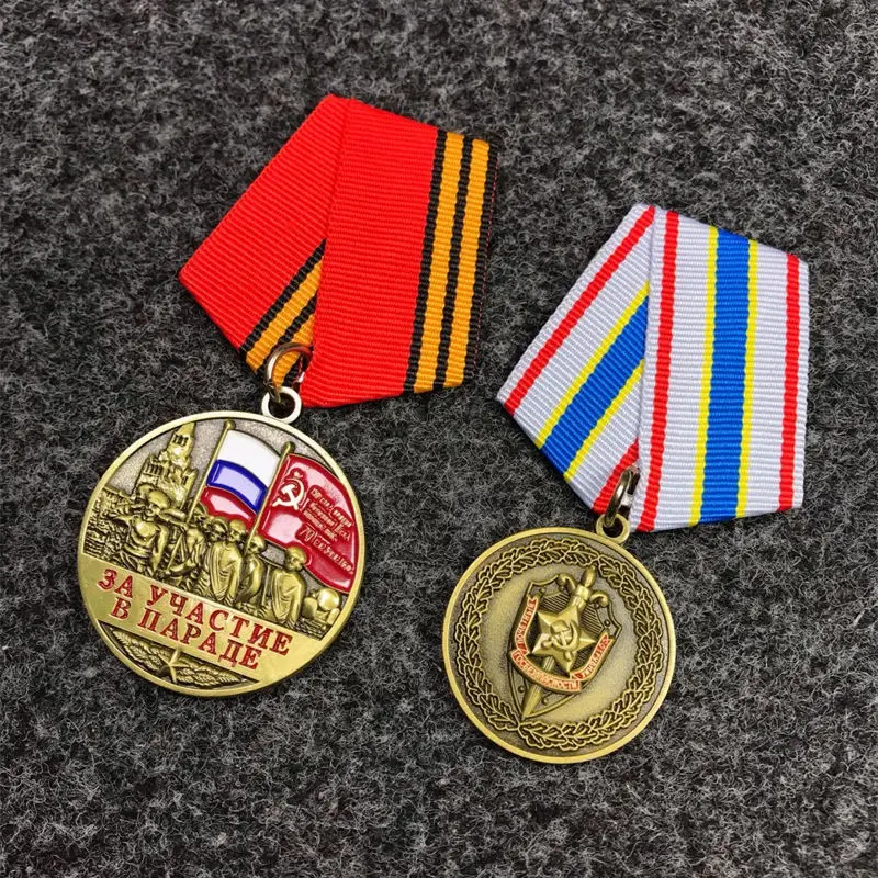 Russian Badge Medal of The Ministry of Internal Affairs Lenin, Red Flag and Red Star Ribbon Badges Decoration Crafts