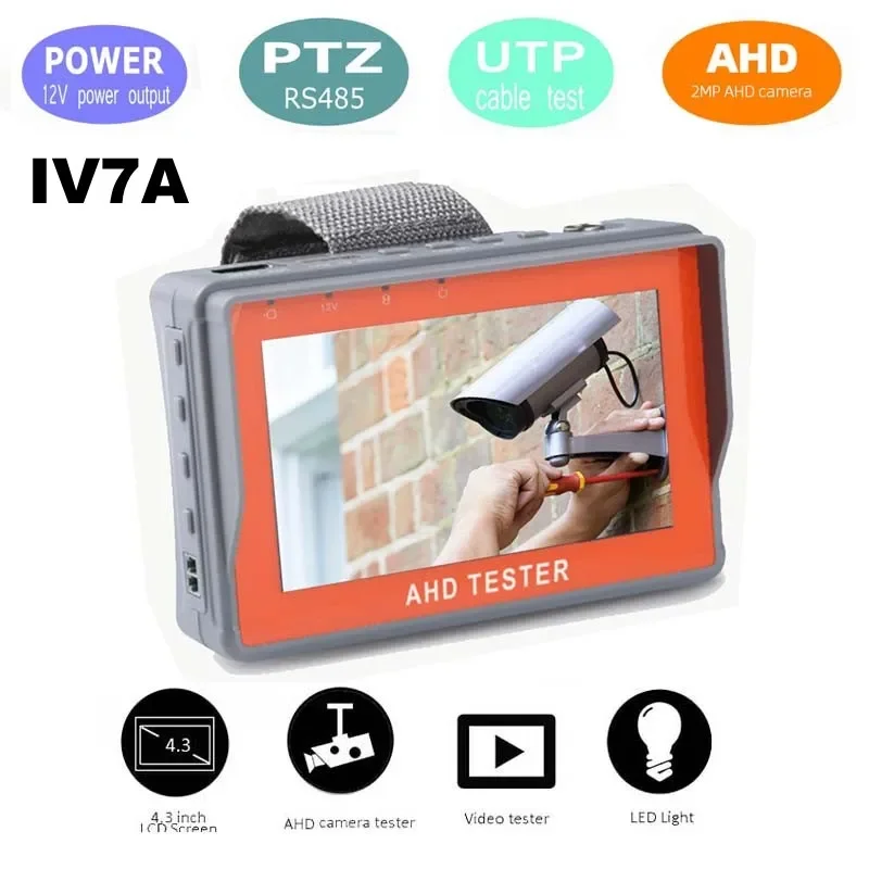 IV5/IV7W Ahd Tvi Cvi Cvbs Cctv 4-In-1Tester Monitor 5 Inch 8MP Utc Draagbare Cctv Hd Coaxiale Camera Tester DC12V Uitgangsvermogen