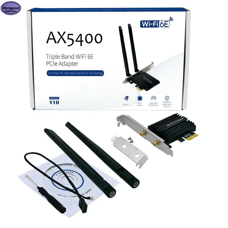 

New AX5400 5400Mbps Tri-Band WiFi 6E PCIe NIC Card Intel AX210 Wireless WiFi 6 Adapter 2.4G/5G/6Ghz 802.11AX Bluetooth 5.2