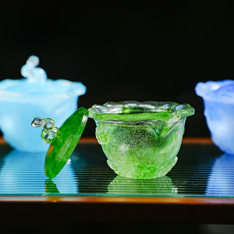 Embossed Flowing Cloud Moon Rabbit Glazed Bowl Tea Set Grasp the tea bowl with your hands, do not boil water if it is not hot