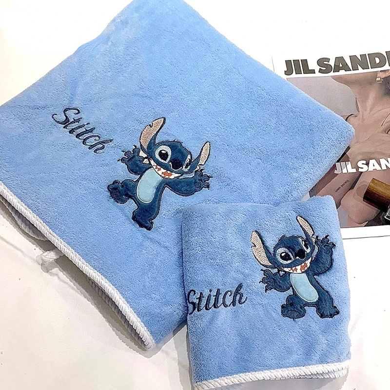 

2024 набор полотенец для ванны Disney Stitch, мультяшное милое розовое банное полотенце с ангелом, купальная мебель, подарки, забавные