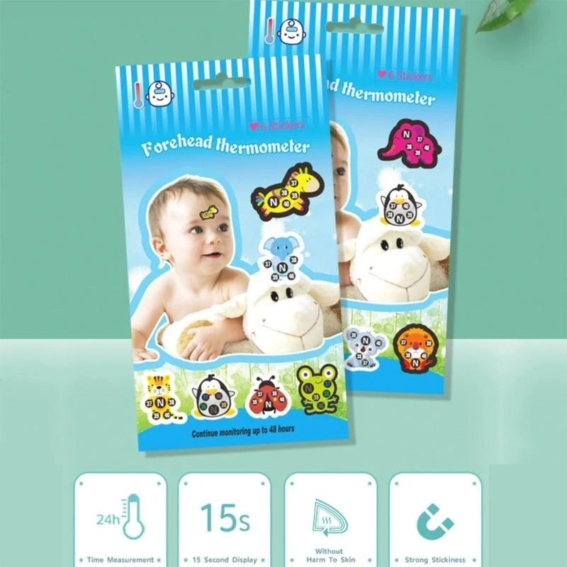 J15U لطيف الكرتون عصا على مؤشر الحمى ملصقات دقيقة الجبين حمى التصحيح باستمرار حمى مراقبة درجة الحرارة #1