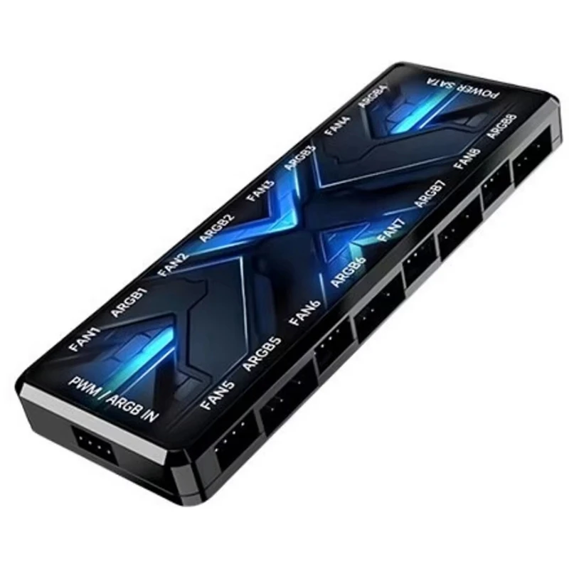 AC39-Dual 8-Way ARGB PWM Shenguang การซิงโครไนซ์ 2-In-1 พัดลมแชสซี Controller หม้อน้ํา