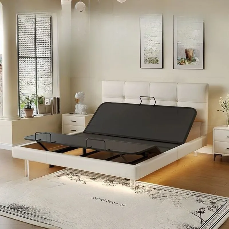 

Intelligent electric bed First layer leather leather bed Modern simple master bedroom Double suspension bed