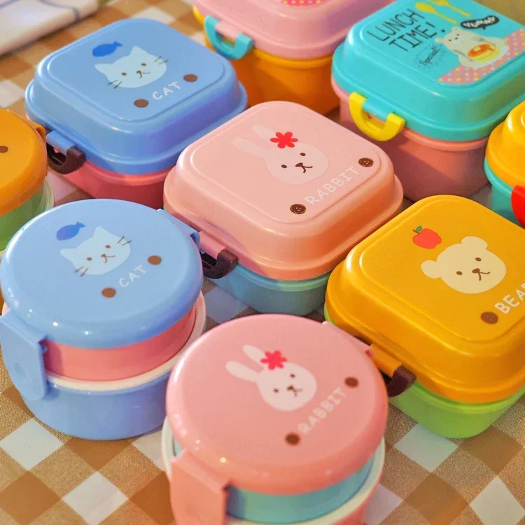 Cute Cartoon Kittyed Bento Lunch Box Plastic Storage Box Fresh Keeping Snack Food Organizer Household Kitchen Tableware Girl Kid