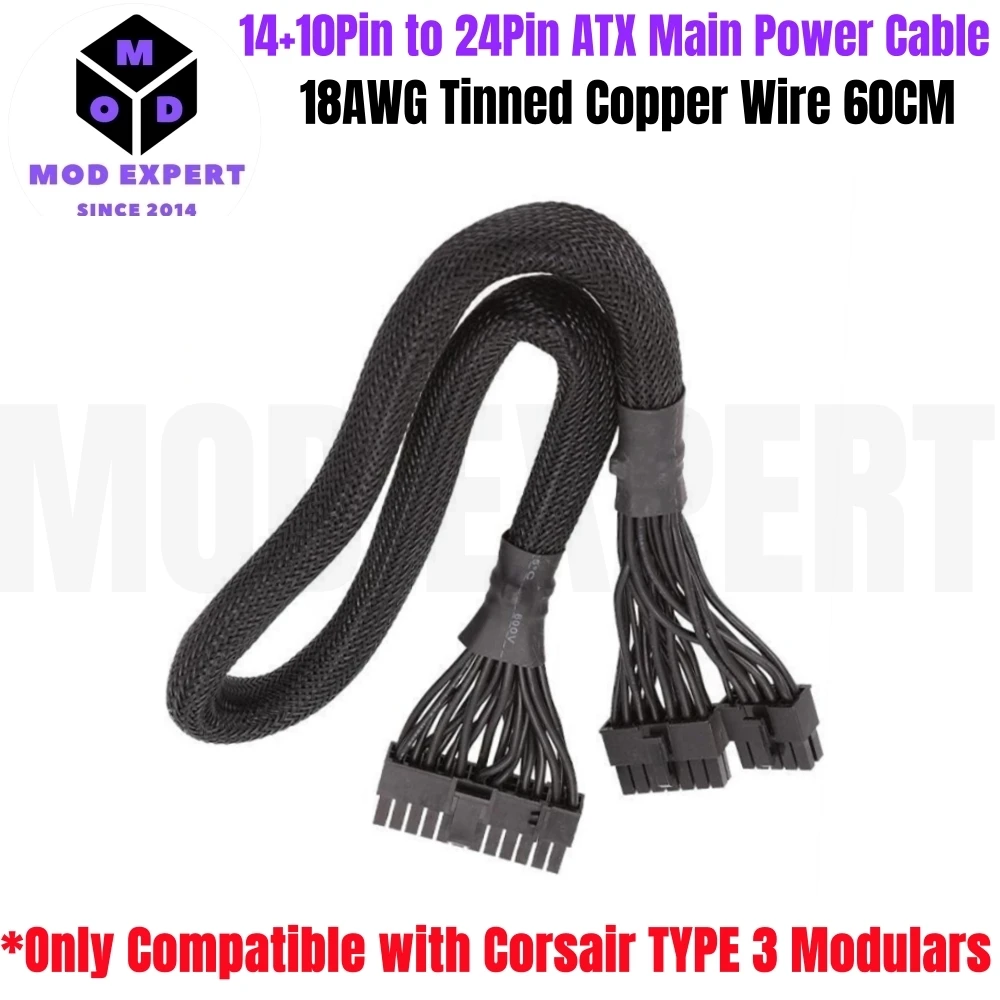 PCIe 8Pin, CPU 4+4Pin, SATA, Molex IDE, 24Pin for Corsair Type 3 Modular, for AXi, HXi, HX Gold, RM, CX-M, CS-M, CX, TX-M Series
