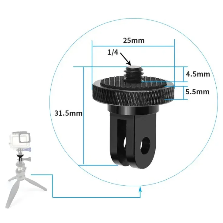 

Alloy 1/4 inch Mini Tripod Adapter Mount for GoPro Hero 8 7 6 5 4 Black Sjcam M10 Xiaomi Yi 4K Eken Go Pro Accessory